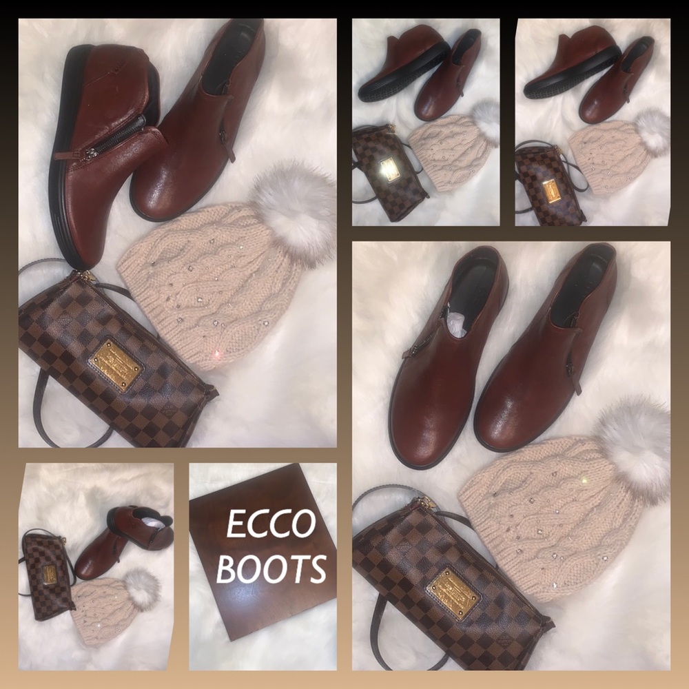 🥾💝 COGNAC ECCO LEATHER BOOTS 💕🎁